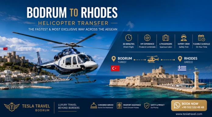 BODRUM TO RHODES HELICOPTER TRANSFER BODRUM TO RHODES HELICOPTER TRANSFER – Luxury private helicopter flight between Bodrum and Rhodes with breathtaking Aegean Sea views, VIP airport transfers, premium comfort, and the fastest cross-border travel experience.