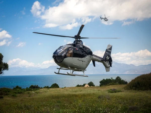 Bodrum Helicopter Charter Cost Bodrum Helicopter Charter Cost guide featuring a luxury private helicopter ready for VIP charter flights from Bodrum to Turkish destinations and the Greek Islands.